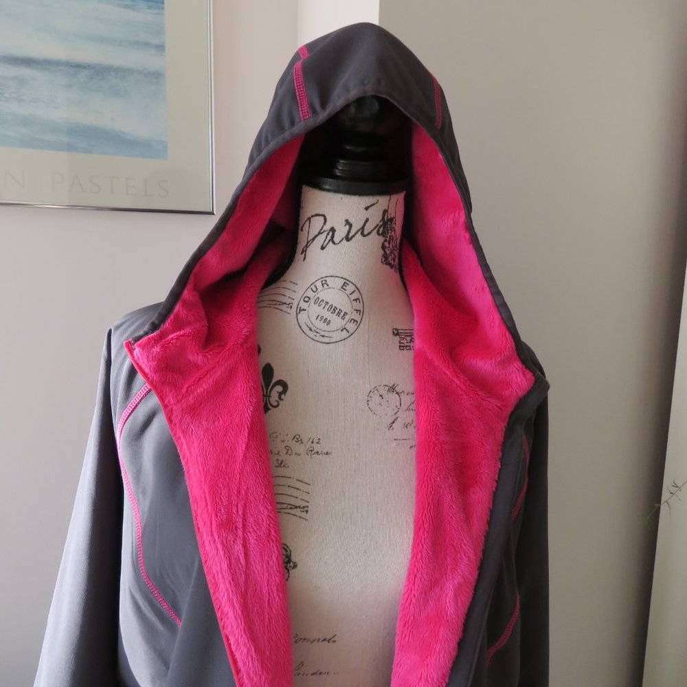 Eddie Bauer Grey & Hot Pink Soft Shell Nylon Jacket